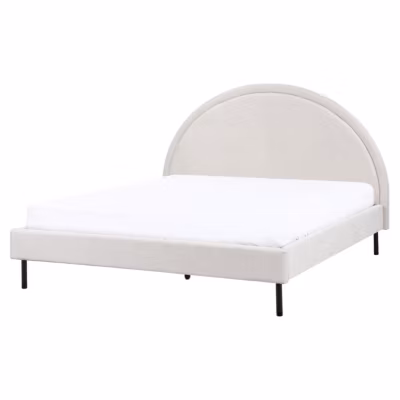 Lit avec sommier Tissu MARGUT 160 x 200 cm Beige clair
