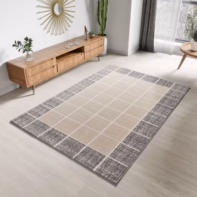 Tapis intérieur ATTICGO blanc rectangulaire géométrique avec relief 80×150 cm FLORA