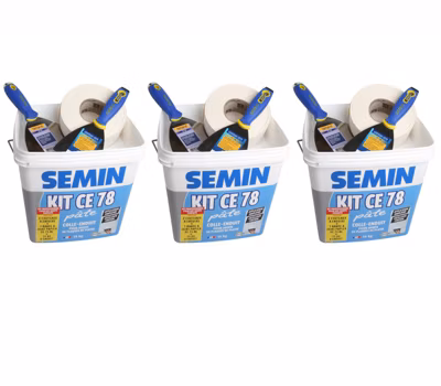 Lot de 3 Kits CE 78 en Pâte pour  Joints de Plaques de Plâtre Semin, 2 Couteaux, 1 Bande à Joint 75 m et 15 kg d&rsquo;Enduit