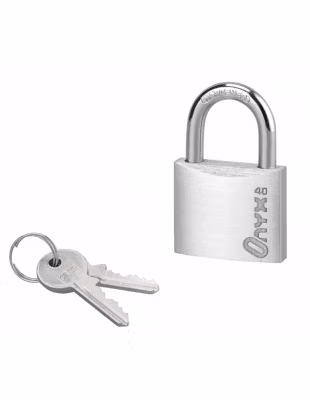 Cadenas à clé, alu, 40mm, anse acier cémenté nickelé, 2 clés – SP