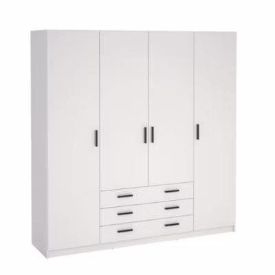 Grande Garde-robe Epipola, Meubles de chambre, Penderie de plain-pied, Placard à vêtements, 196×50 h200 cm, Blanc