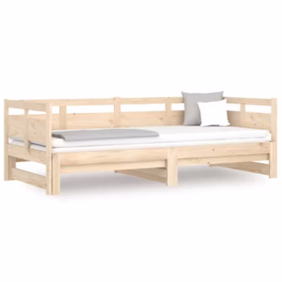 Lit adulte, Lit coulissant, Lit extensible sans matelas bois de pin massif 2x(90×190) cm