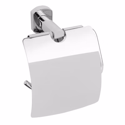 Optima Cube Way Porte-papier toilette mural en laiton avec couvercle, Chrome (SPI25)