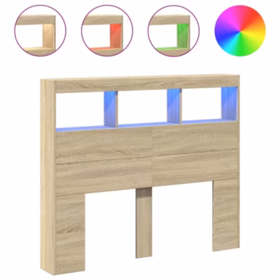 Armoire tête de lit avec LED chêne sonoma 120x17x102 cm vidaXL