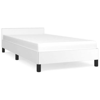 Lit simple, Lit adulte, Cadre de lit avec tête de lit sans matelas blanc 90×200 cm