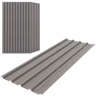 Lot de 12 panneaux – dim. 129L x 45l cm – tôle acier ondulé gris clair