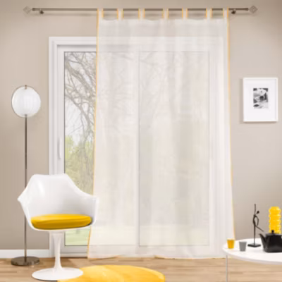 Voilage à passants en voile tissé (140×240 cm – Jaune)