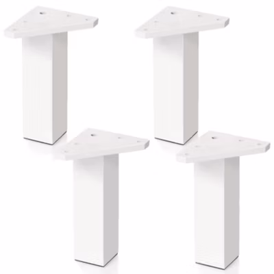 4 un. Pied carré pour meuble en plastique ABS résine ANTI-HUMIDITÉ 40x40mm hauteur 150mm blanc