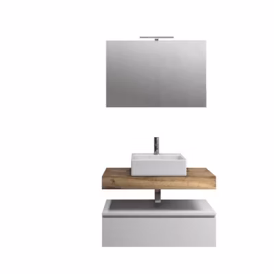 Ensemble de salle de bain 5 pièces ASTRA chêne miel/blanc mat