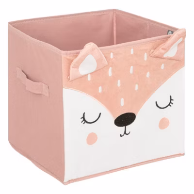 Bac de rangement enfant Biche – carton – rose – 29×29 cm – Atmosphera