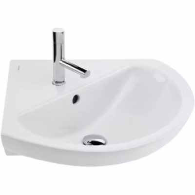 Lavabo d&rsquo;angle mural céramique traditionnelle SANINDUSA 50 Easy blanc (robinet et vidage non inclus)