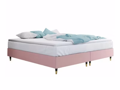 Lit continental Logan 109, Double, Rose, Tissu, Disponible
