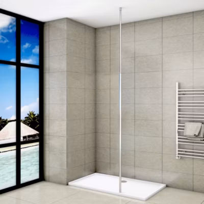 Barre de stabilisation et fixation plafond pour paroi de douche – L 203-320cm – alu chrome – pour des verres de 8 mm