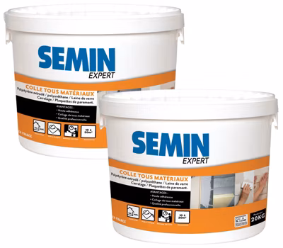 Colle Tout Matériaux Semin, Prêt à l&rsquo;Emploi, Intérieur/Extérieur, Seau de 20 kg (lot de 2))