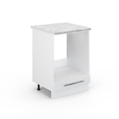 Vicco Meuble pour four Blanc Haute brillance 60cm , PT Marbre