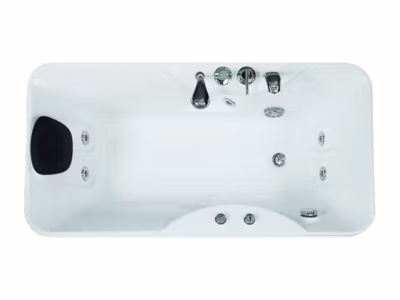 Baignoire balnéo – 150 x 75 x 54,5 cm – Blanche – Angle droit – 1 place – 140 L – GAVINO