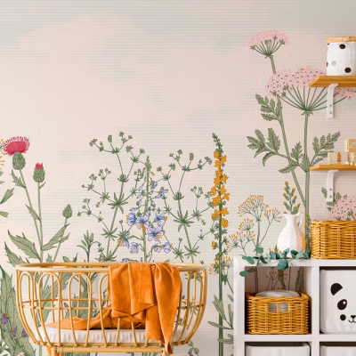 Papier peint panoramique Centaurée – Multicolore