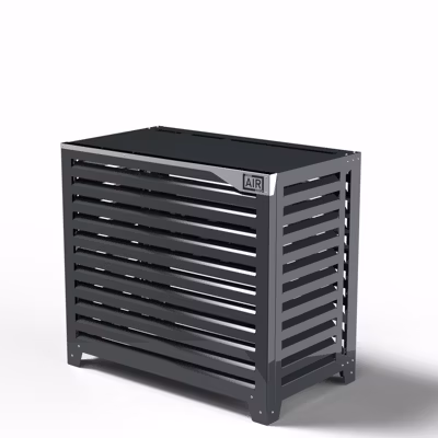 Cache de pompe à chaleur – Big Blade – Anthracite – à poser au sol Taille XL (W 115cm – H 103cm – D 66cm) – Box Air Klima