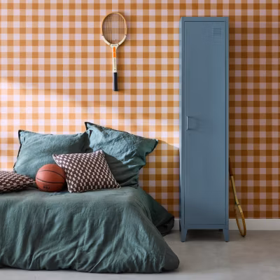 Armoire chambre en acier bleu 4 espaces de rangement. casier