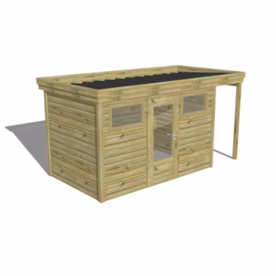 ABRI DE JARDIN bois Pin traité autoclave 27mm – 4,44×2,14m / 9,5m2 – Bac acier – Abri Français