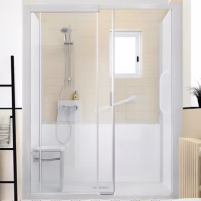 Cabine de douche Kinedo Kinemagic Sérénité Plus 170×80 niche basse porte coulissante verre transparent avec mitigeur