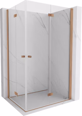 Mexen Mist-F Duo cabine de douche pliante droite 75 x 80 cm, transparent, cuivre brossé – 8A6-075L-080P-65-00