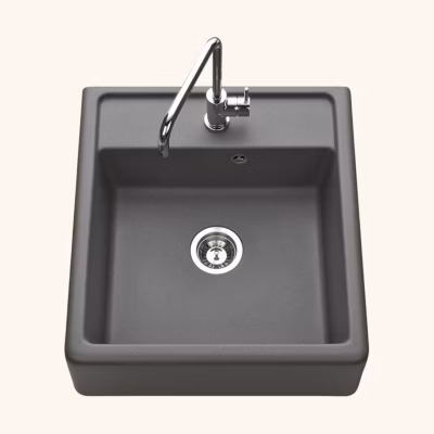 Évier timbre d&rsquo;office granit gris Kümbad KIWI 1 bac 595×630