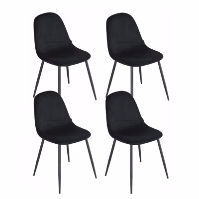Lot de 4 chaises en tissu velours noir avec pieds métal noir – BIBA 2