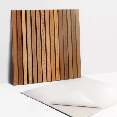 Carreaux vinyle Tulup 30×30 cm Lattes de bois 9 pcs