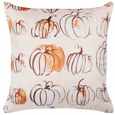 Coussin CUCURBITA Velours 45 x 45 cm Beige Motif de plante