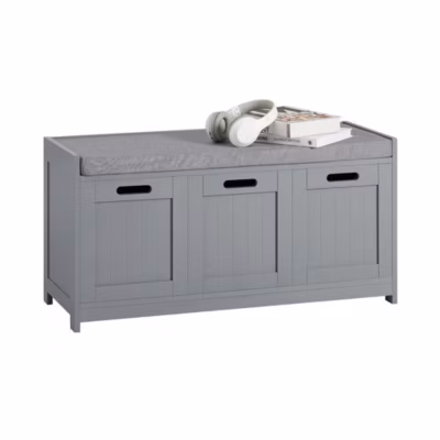 Banc de Rangement avec 2 Portes 1 Cube et Coussin Rembourré, FSR80-SG, SoBuy