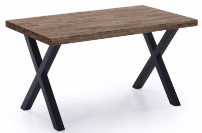Table à manger en bois coloris chêne américain / pieds noir – Longueur 140 x profondeur 80 x hauteur 76 cm