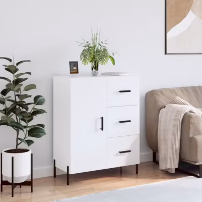 vidaXL Buffet Blanc brillant 69,5x34x90 cm Bois d&rsquo;ingénierie 827926