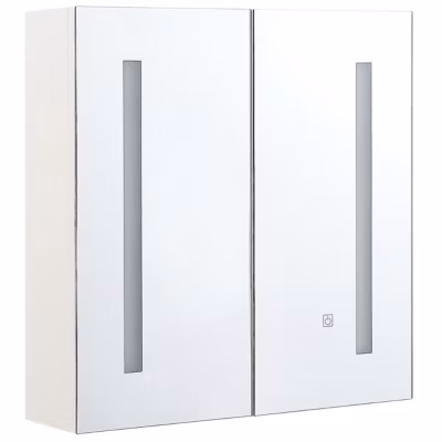 Armoire de toilette blanche avec miroir LED 60 x 60 cm CHABUNCO