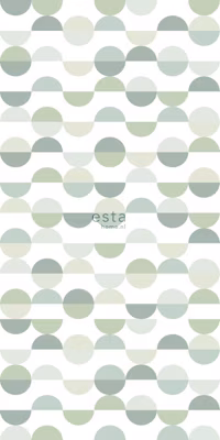 ESTAhome papier peint panoramique demi-cercles dans un style rétro vert 150 x 279 cm