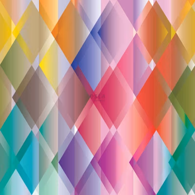 ESTAhome papier peint panoramique rhombes graphiques rose, rouge, violet, vert et bleu 300 x 279 cm