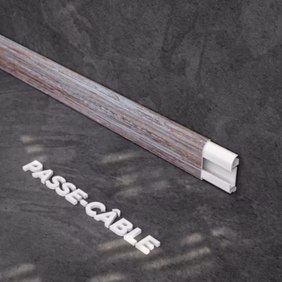 Plinthe Passe-Câble PVC 50 mm – Planche Vieillie – 2.60 m, Lot de 5