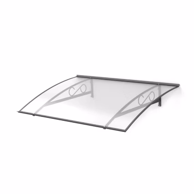 ARCTOM Auvent Pierro 150×90, couleur anthracite RAL7016, plaque incolore, polycarbonate alvéolaire