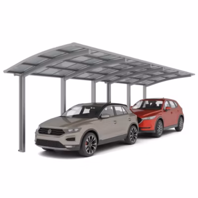 Double Carport  Montage Tandem – charge de toiture 137kg/m² –  Inox Brillant – Ximax Portoforte