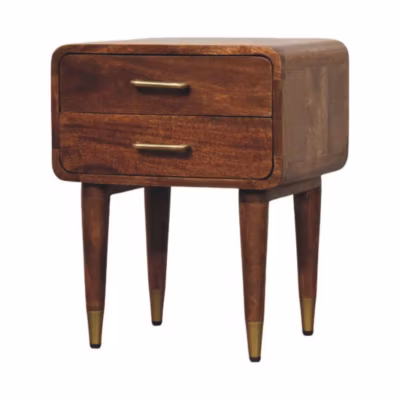Artisan Furniture Bois massif Astor 2 tiroir table de chevet, marron