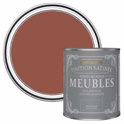 Peinture Rouge pour Meubles, Finition Satinée – RUST-OLEUM – Rouge Brique 750ml
