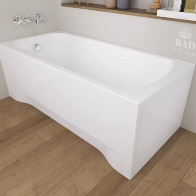 Baignoire rectangulaire 130 x 70 CLASSIC acrylique blanc + avec Tablier + Pieds + Vidage à chromé